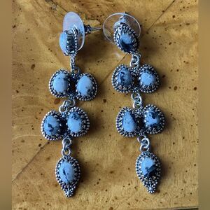 White Buffalo Turquoise Sterling Silver Dangle Earrings